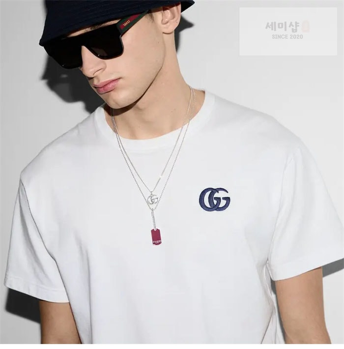 Gucci 구찌 GG 자수 코튼 저지 반팔 티셔츠 의류 2번 이미지