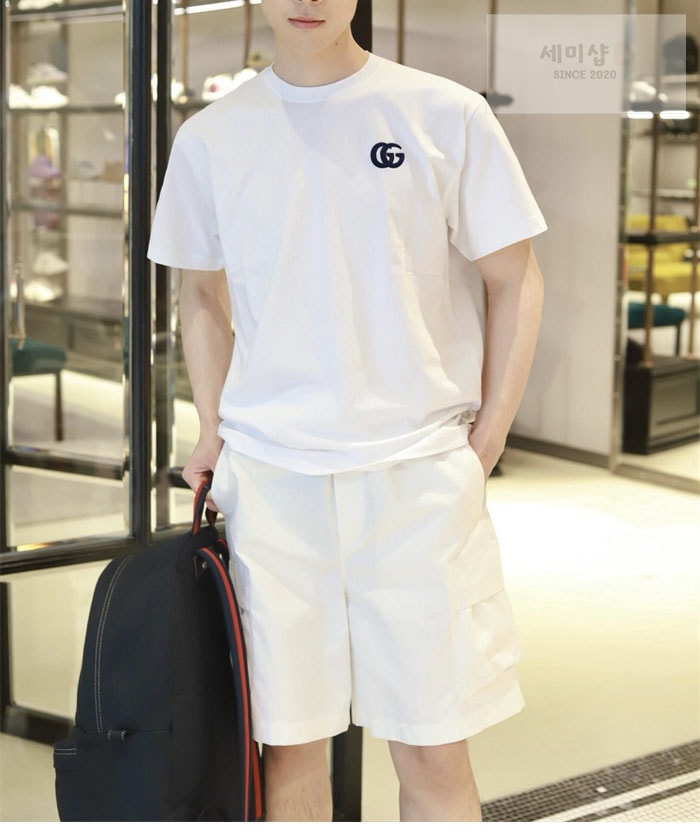 Gucci 구찌 GG 자수 코튼 저지 반팔 티셔츠 의류 3번 이미지