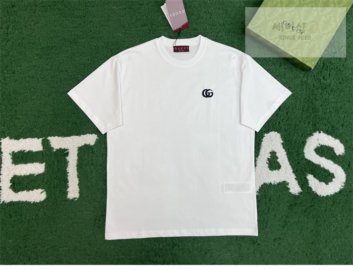 Gucci 구찌 GG 자수 코튼 저지 반팔 티셔츠 의류 5번 이미지