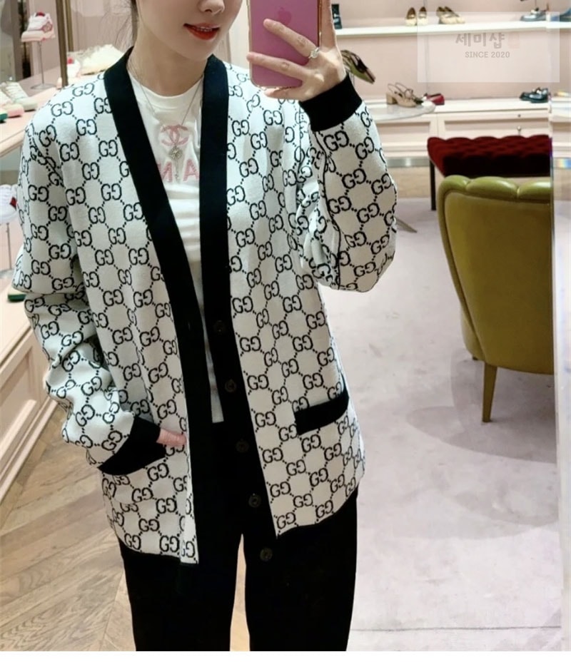 Gucci 구찌 GG 자카드 V넥 울 가디건 의류 2번 이미지