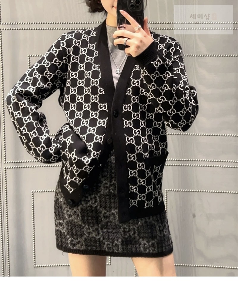 Gucci 구찌 GG 자카드 V넥 울 가디건 의류 4번 이미지