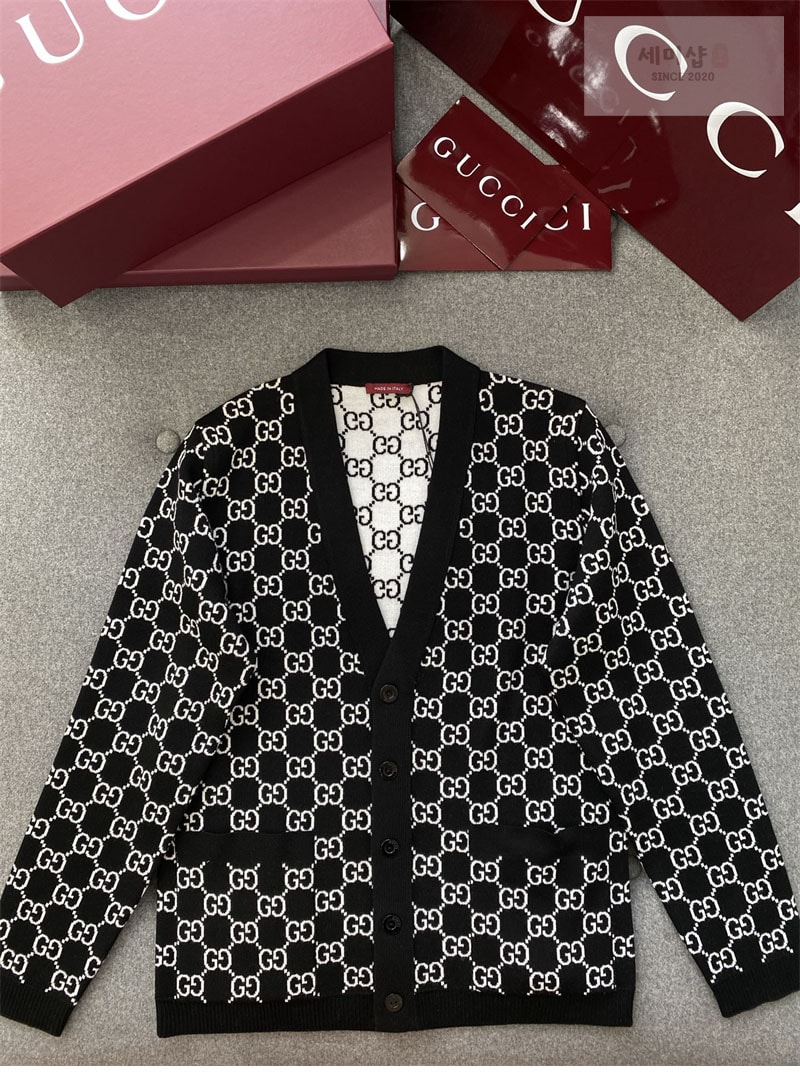 Gucci 구찌 GG 자카드 V넥 울 가디건 의류 5번 이미지