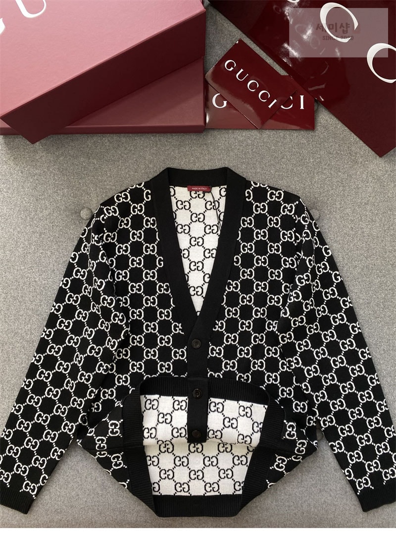Gucci 구찌 GG 자카드 V넥 울 가디건 의류 7번 이미지
