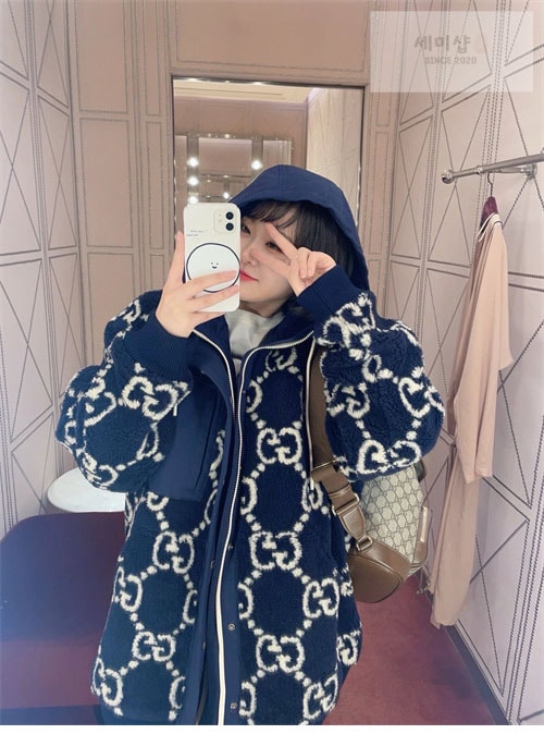 Gucci 구찌 GG 퍼지 패브릭 자카드 후리스 자켓 의류 12번 이미지