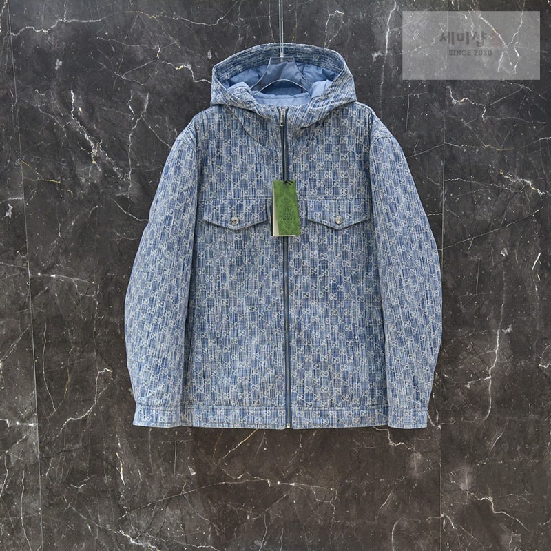 Gucci 디올 오블리크 자카드 데님 후드 다운 자켓 의류 1번 이미지