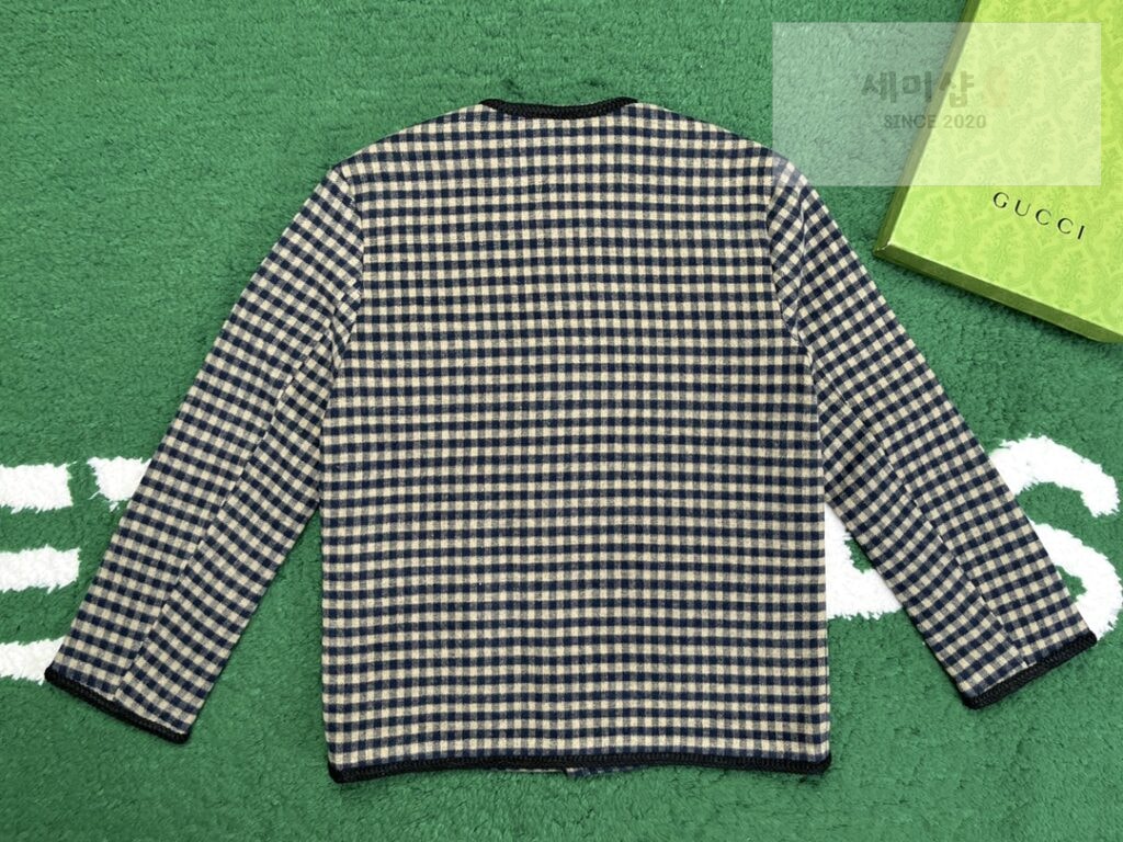 Gucci 24SS구찌 인터로킹 G 울 깅엄 체크 재킷 블랙 의류 3번 이미지