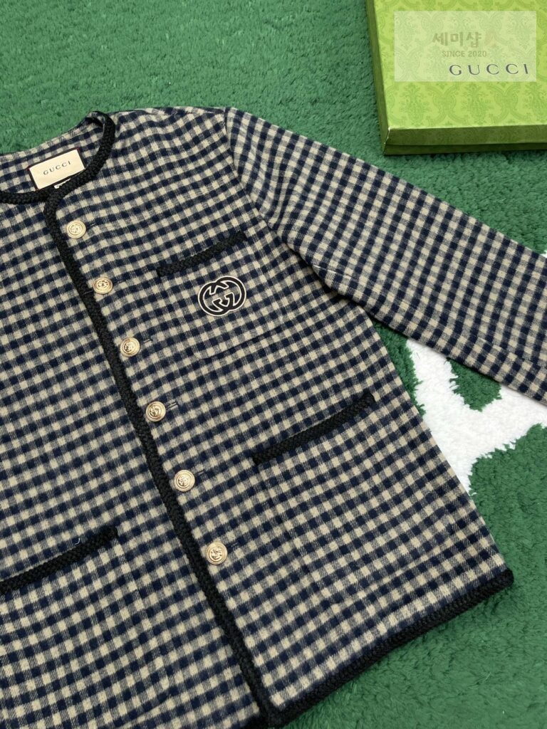 Gucci 24SS구찌 인터로킹 G 울 깅엄 체크 재킷 블랙 의류 4번 이미지