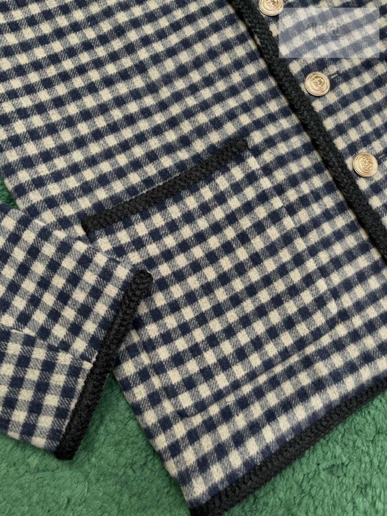 Gucci 24SS구찌 인터로킹 G 울 깅엄 체크 재킷 블랙 의류 6번 이미지