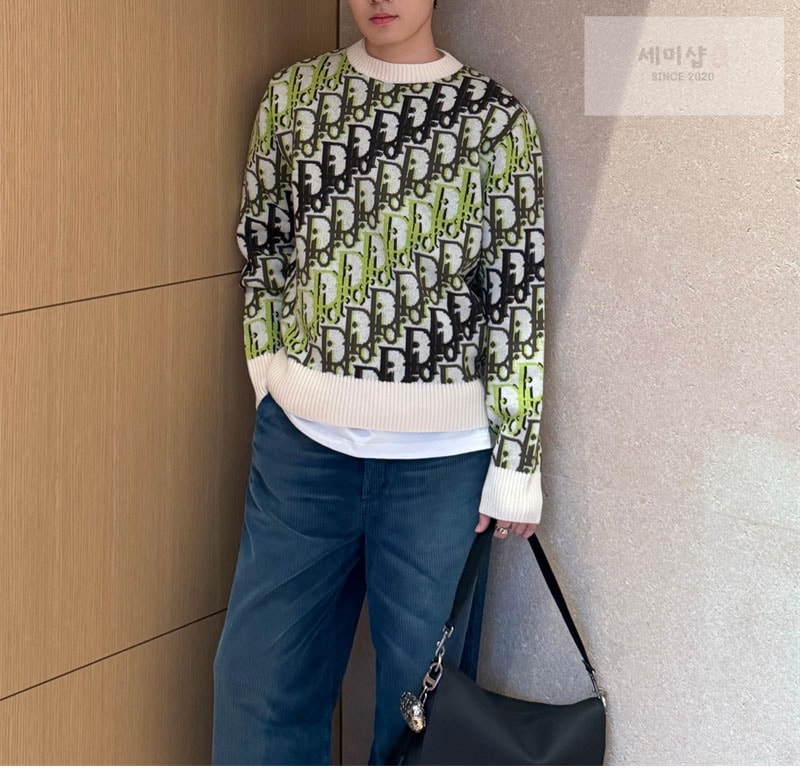 디올 디올 멀티 컬러 오블리크 올오버 스웨터 그린 의류 9번 이미지