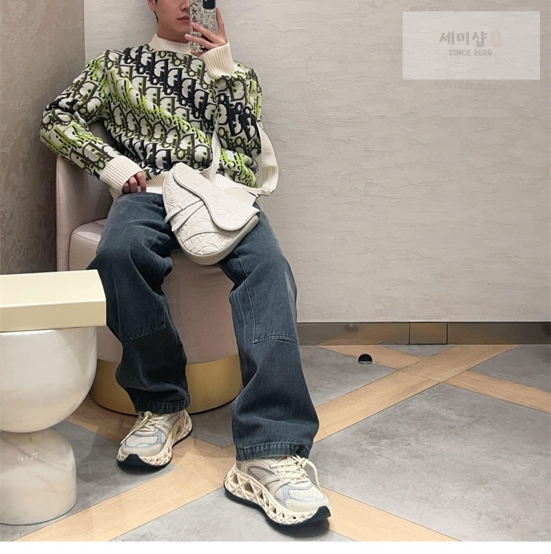 디올 디올 멀티 컬러 오블리크 올오버 스웨터 그린 의류 22번 이미지
