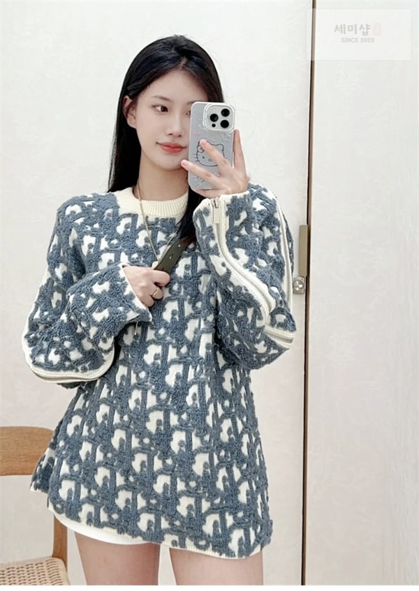 D I O R 디올 오블리크 스웨터 버진 울 코튼 블렌드 스웨터 의류 3번 이미지