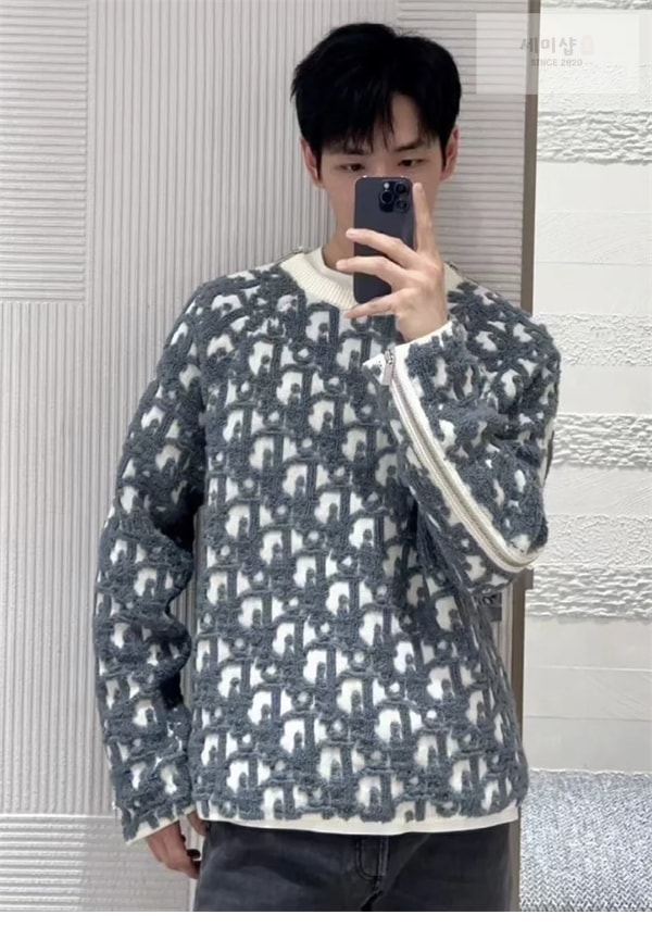 D I O R 디올 오블리크 스웨터 버진 울 코튼 블렌드 스웨터 의류 4번 이미지