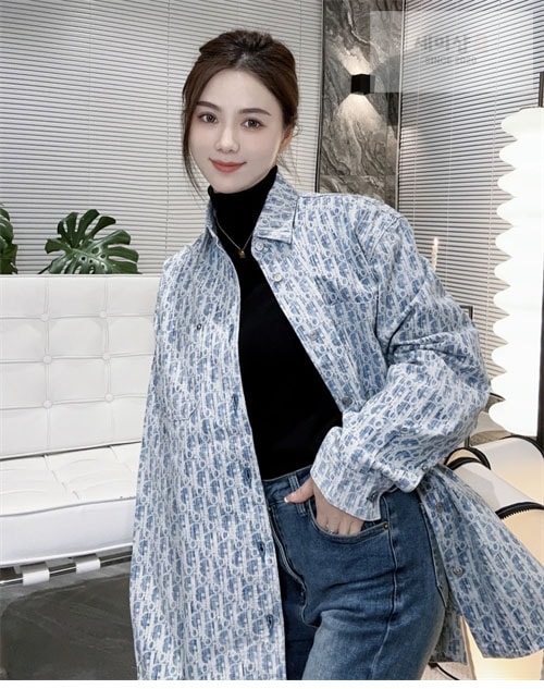 D I O R 디올 오블리크 카스리 프린트 데님 셔츠 의류 5번 이미지
