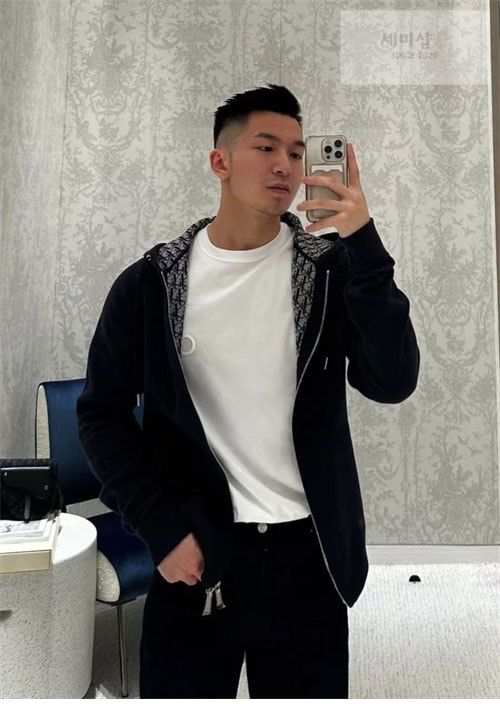 D I O R 디올 오블리크 캐시미어 울 자카드 후드 집업 자켓 의류 4번 이미지