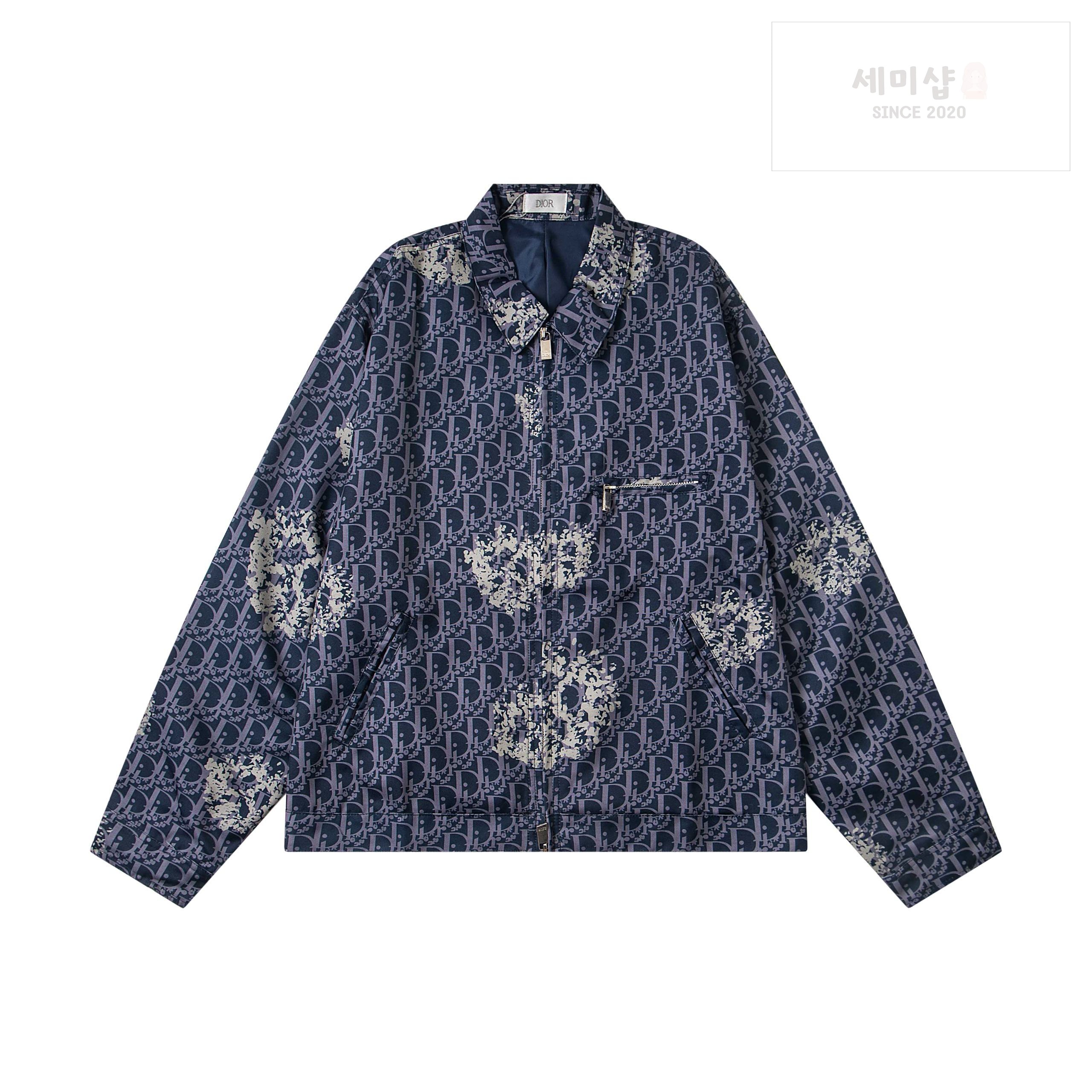 디올 디올 오빌리크 그래픽 플라워 블루종 네이비 블루 의류 1번 이미지