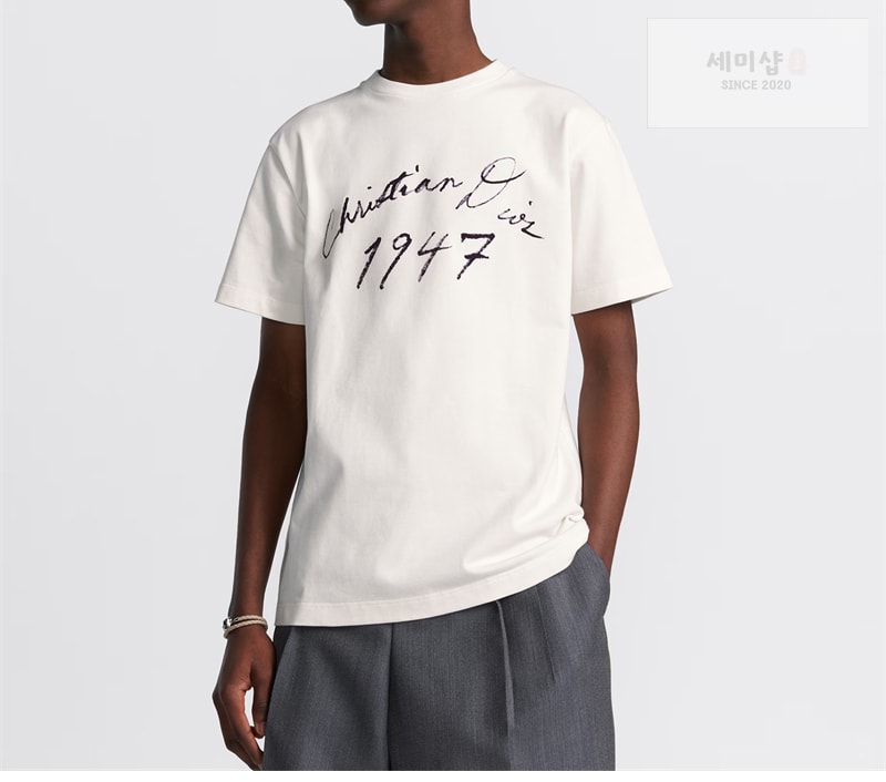 D I O R 디올 핸드라이팅 1947 크리스찬 디올 프린팅 캐주얼 핏 반팔 티셔츠 의류 1번 이미지