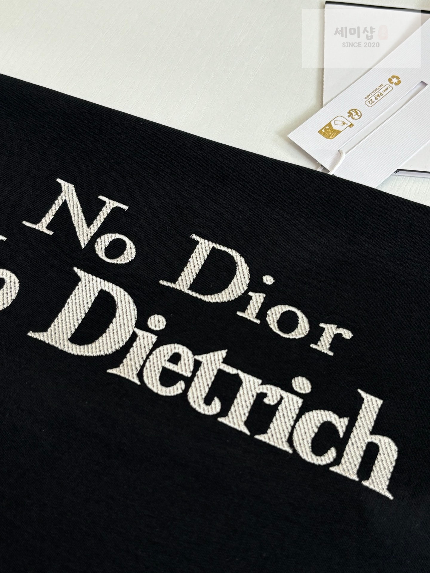 디올 디올 ' No Dior, No Dietrich ' 레터링 티셔츠 블랙 의류 5번 이미지