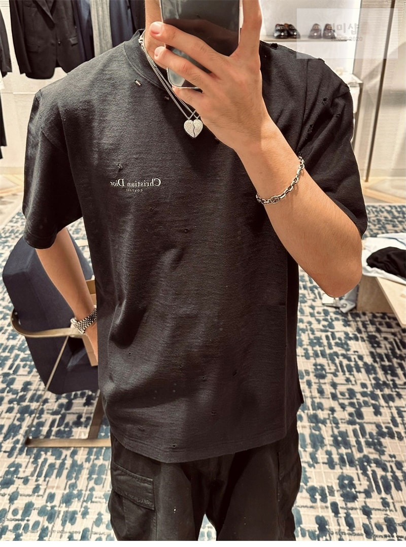D I O R 디올 Couture 꾸뛰르 오가닉 저지 반팔 티셔츠 블랙 의류 2번 이미지