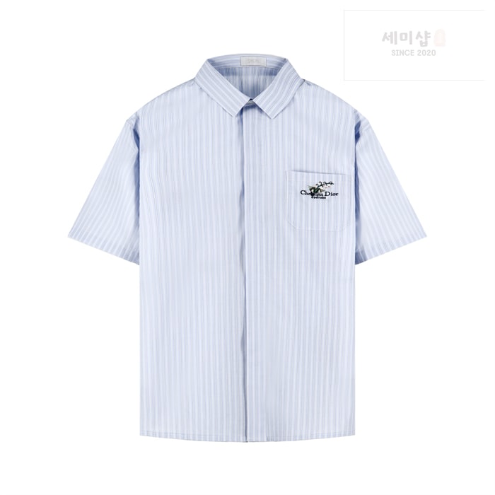 D I O R 디올 Couture 꾸뛰르 은방울꽃 자수 스트라이프 반팔 셔츠 의류 3번 이미지