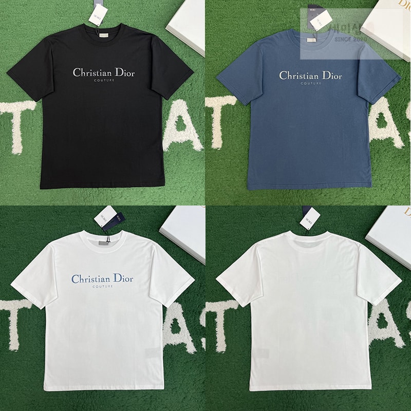 D I O R 디올 Couture 디스트레스드 이펙트 코튼 반팔 티셔츠 블랙 의류 1번 이미지