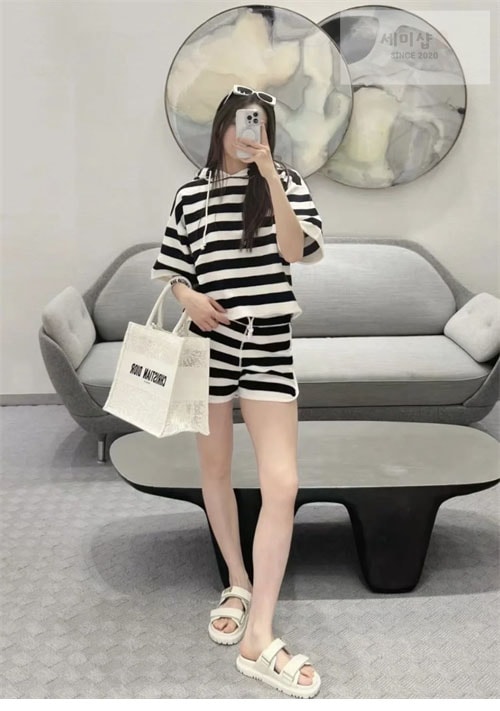 D I O R 디올 Dioriviera 반바지 화이트 네이비 블루 의류 2번 이미지