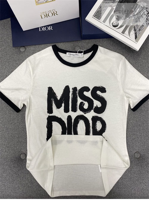 D I O R 디올 Miss Dior 코튼 린넨 반팔 티셔츠 의류 5번 이미지