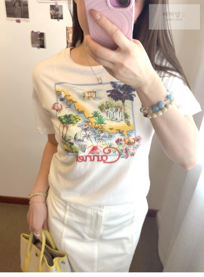 D I O R 디올 Souvenir 코튼 반팔 티셔츠 의류 2번 이미지