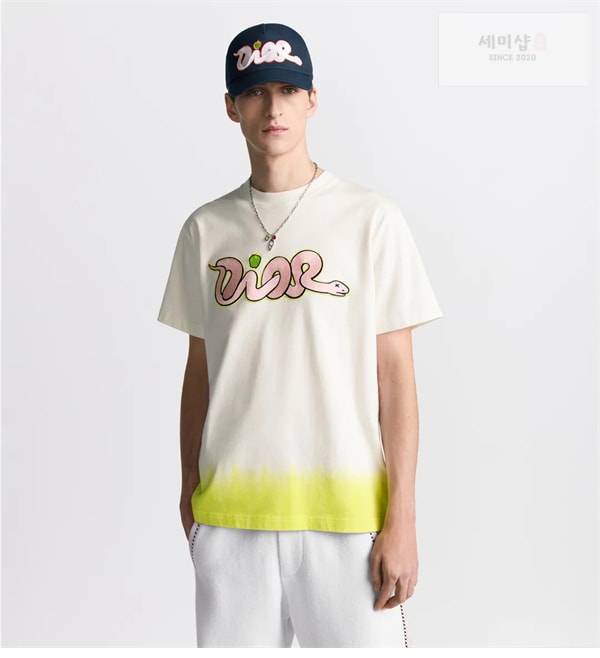 D I O R 디올 x KAWS 로고 반팔 티셔츠 의류 20번 이미지