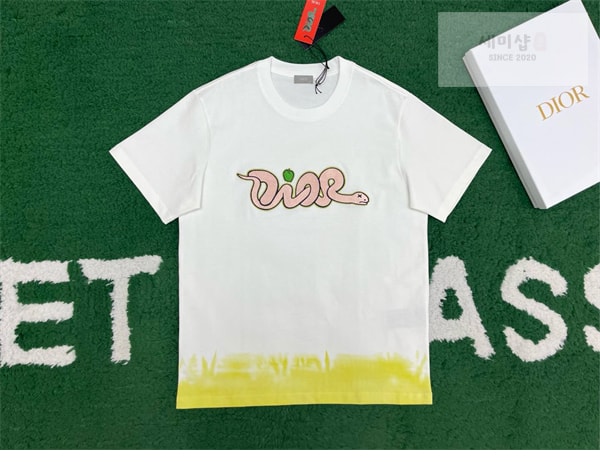 D I O R 디올 x KAWS 로고 반팔 티셔츠 의류 5번 이미지