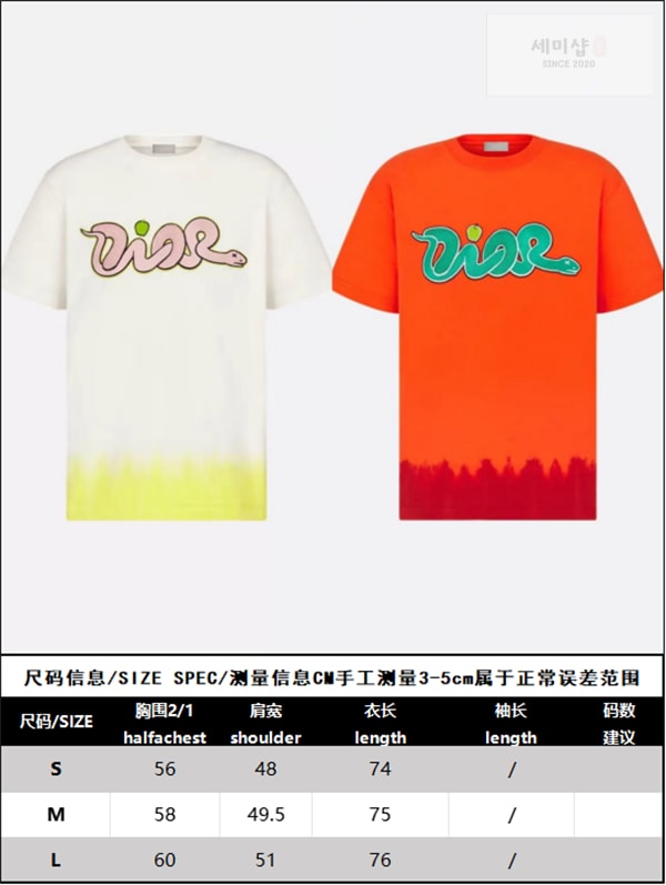 D I O R 디올 x KAWS 로고 반팔 티셔츠 의류 19번 이미지