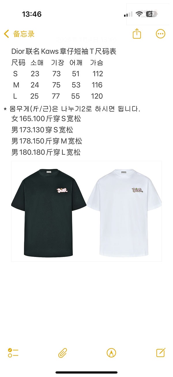 D I O R 디올 x KAWS 하우스 시그니처 반팔 티셔츠 의류 1번 이미지