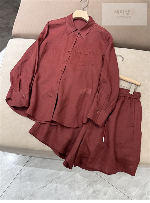 Loro Piana 로로피아나 린넨 셔츠 & 숏팬츠 set 5컬러 의류 3번 이미지