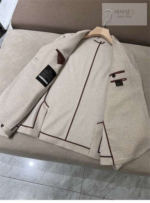 Loro Piana 로로피아나 투버튼 빈티지 레더 블레이저 의류 3번 이미지