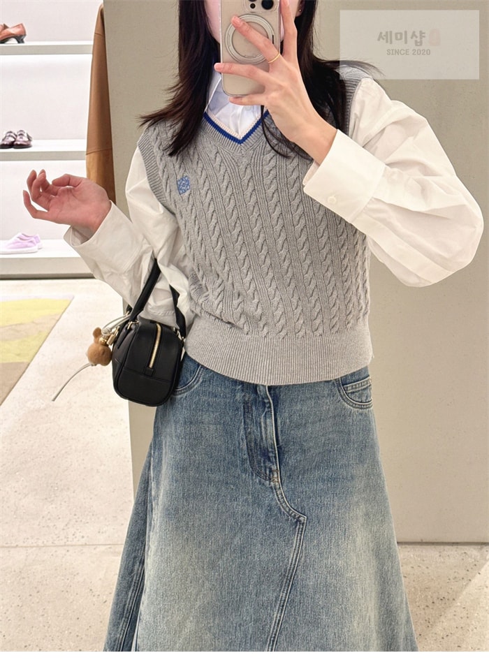 Loewe 로에베 스트라이프 v넥 코튼 베스트 의류 5번 이미지
