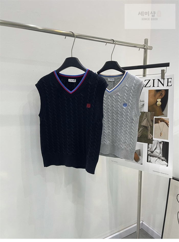 Loewe 로에베 스트라이프 v넥 코튼 베스트 의류 9번 이미지