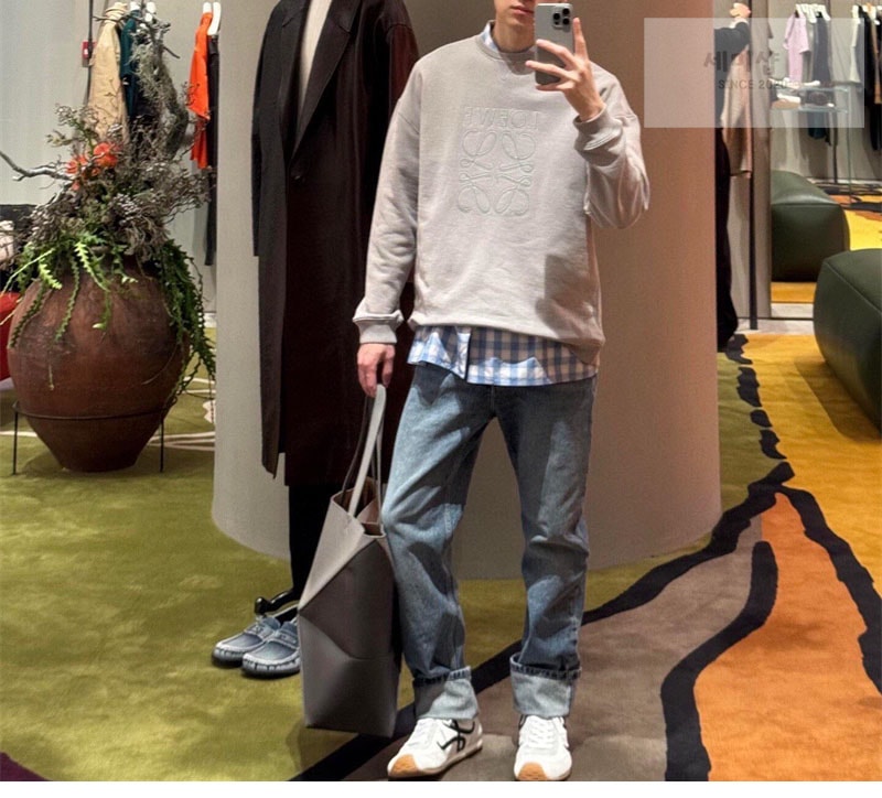 Loewe 로에베 아나그램 레귤러 코튼 스웨트셔츠 맨투맨 그린 의류 21번 이미지