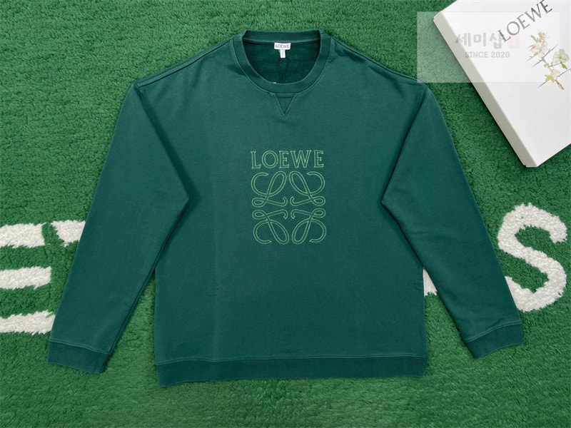 Loewe 로에베 아나그램 레귤러 코튼 스웨트셔츠 맨투맨 그린 의류 5번 이미지