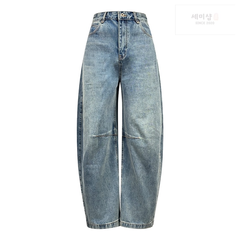 Loewe 로에베 아나그램 베럴 레그 워시드 와이드 데님 진 의류 10번 이미지