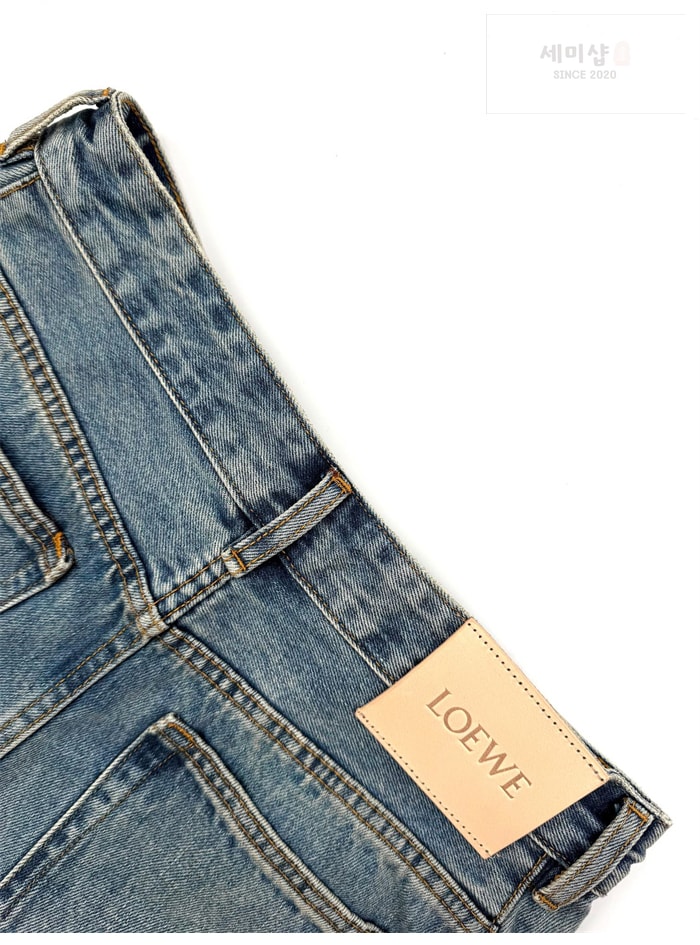 Loewe 로에베 아나그램 베럴 레그 워시드 와이드 데님 진 의류 8번 이미지