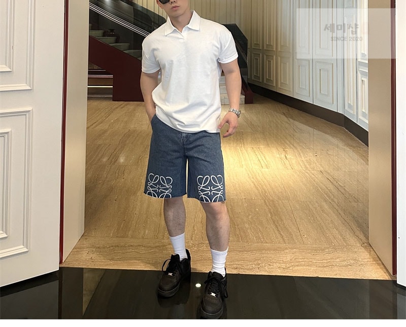 로에베 로에베 아나그램 컷아웃 데님 버뮤다 숏 팬츠 의류 7번 이미지