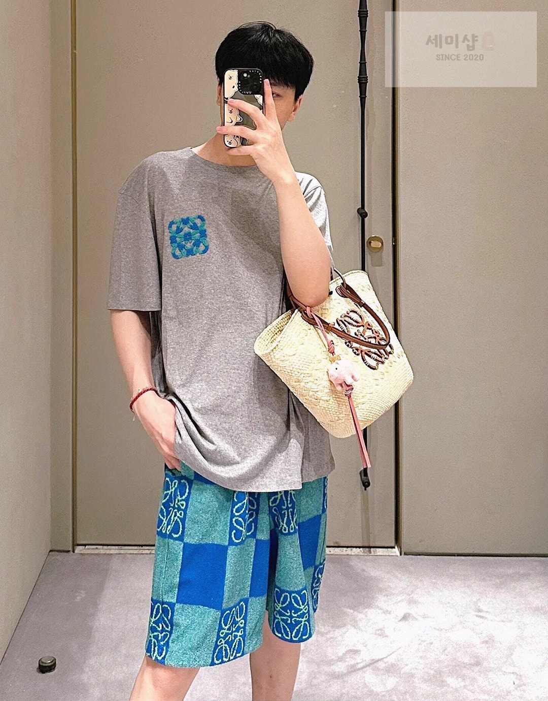 Loewe 로에베 에너그램 테리 자수 릴렉스 핏 반팔 티셔츠 그레이 의류 2번 이미지