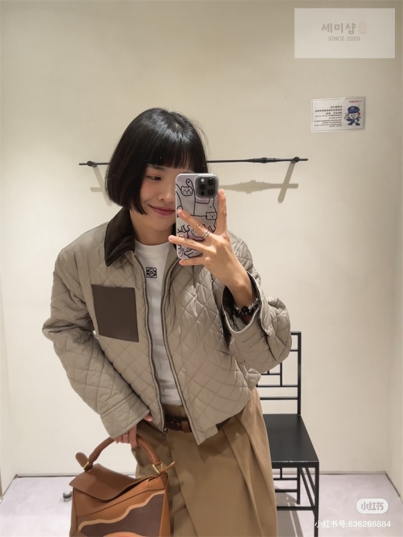 로에베 로에베 올오버 다이아 퀼팅 코듀로이 숏 자켓 그레이 의류 12번 이미지