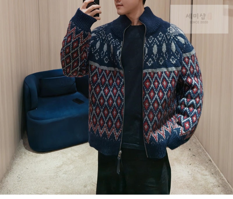 로에베 로에베 올오버 울 기하학 집업 가디건 의류 2번 이미지