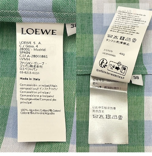 Loewe 로에베 코튼 체크 셔츠 의류 8번 이미지