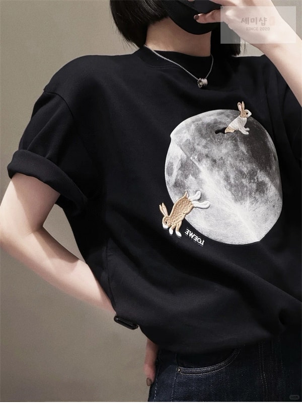 Loewe 로에베 x 수나 후지타 Bunny & Moon 반팔 티셔츠 의류 12번 이미지