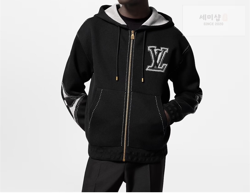 루이비통 루이비통 그래픽 인따르시아 지퍼 코튼 후디 블랙 의류 3번 이미지