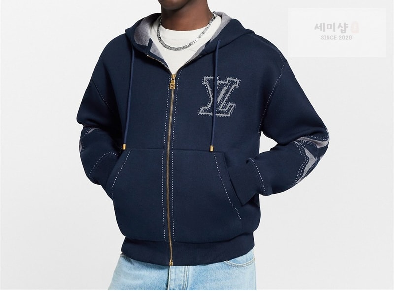 루이비통 루이비통 그래픽 인따르시아 지퍼 코튼 후디 블랙 의류 17번 이미지