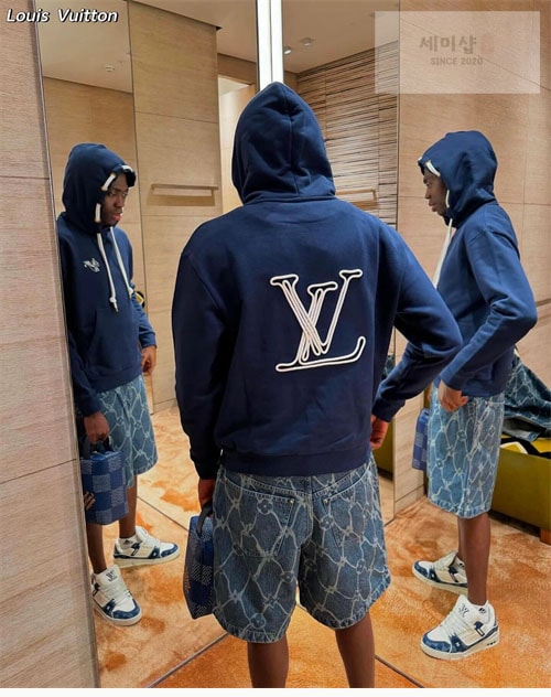 Louis Vuitton 루이비통 그래픽 LV 노티컬 로프 시그니처 코튼 저지 후드 의류 10번 이미지