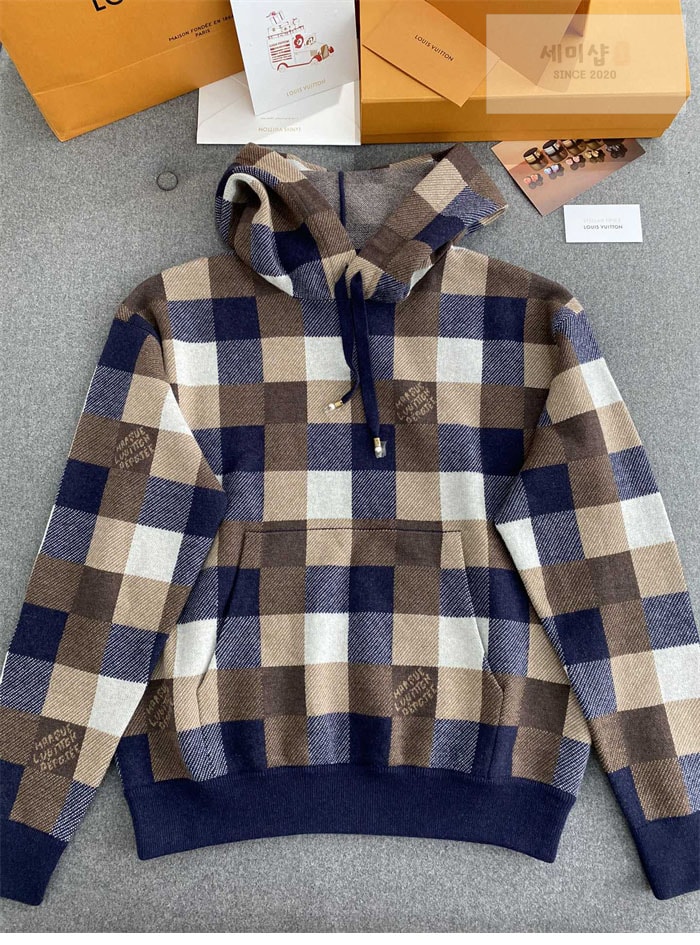 Louis Vuitton 루이비통 다미에 캐시미어 앤 울 블렌드 후디 의류 8번 이미지