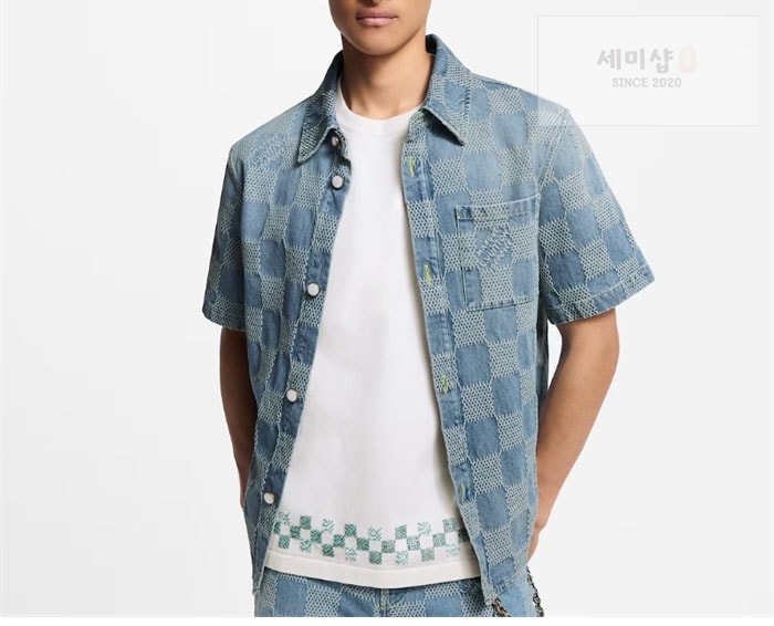 Louis Vuitton 루이비통 다미에 3D 라이트 데님 숏 슬리브드 셔츠 의류 13번 이미지